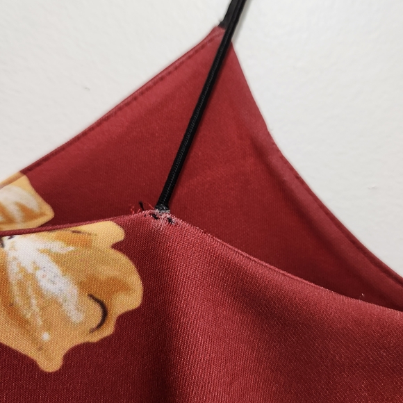 Floral Spaghetti Strap Top - Red and Yellow - Picture 5 of 5